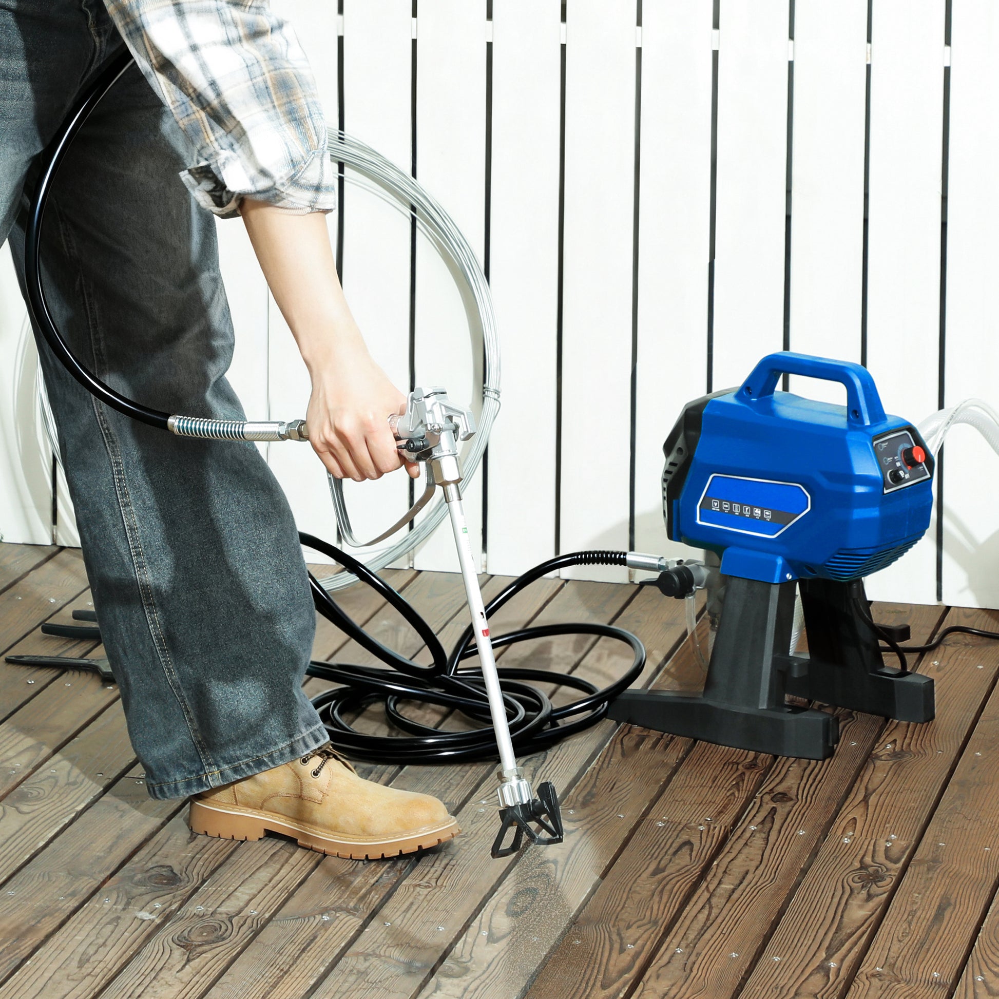HOMCOM Airless Paint Sprayer, Thinning-Free Electric Paint Spray Gun for Walls, Fences & DIY Projects, Dark Blue-Airless Sprayers-ChewyGames-ChewyGames