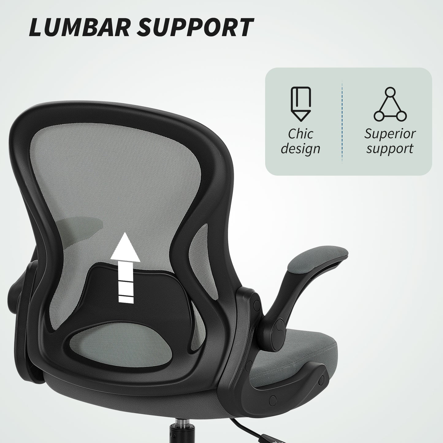 Vinsetto Drafting Chair, Ergonomic Tall Office Chair with Flip-up Armrests, Mesh Back, Lumbar Support, Adjustable Height and Foot Ring, Swivel Wheels, for Standing Desk, Charcoal Grey