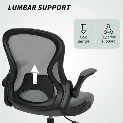 Vinsetto Drafting Chair, Ergonomic Tall Office Chair with Flip-up Armrests, Mesh Back, Lumbar Support, Adjustable Height and Foot Ring, Swivel Wheels, for Standing Desk, Charcoal Grey