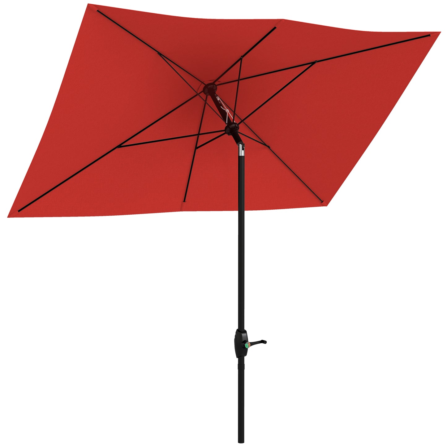 Outsunny 2 x 3 m Rectangular Parasol Umbrella - Red