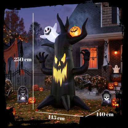 Outsunny 8 FT Halloween Inflatable Spooky Tree, Blow Up Decoration with Ghost and Pumpkin for Garden Indoor Outdoor Decor