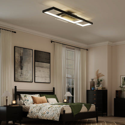 HOMCOM LED Ceiling Light, Modern Dimmable Ceiling Light with Wall Switch & Remote Control, Flush Mount Fixture Lamp with 3000-6000K Colour Temperatures for Living Room, Bedroom, Black