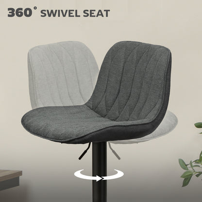 HOMCOM Set of Two Linen-Look Bar Stools - Charcoal Grey