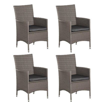 Outsunny Set of Four Rattan Armchairs, with Cushions - Grey