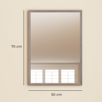 HOMCOM Wall Bathroom Mirror, 50 x 70 cm Wall-Mounted Mirror for Living Room, Bedroom, Hallway, Grey