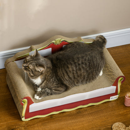 PawHut Cat Cardboard Scratcher, Lounge Sofa Bed with Catnip, 58 x 29.5 x 29cm--ChewyGames-ChewyGames