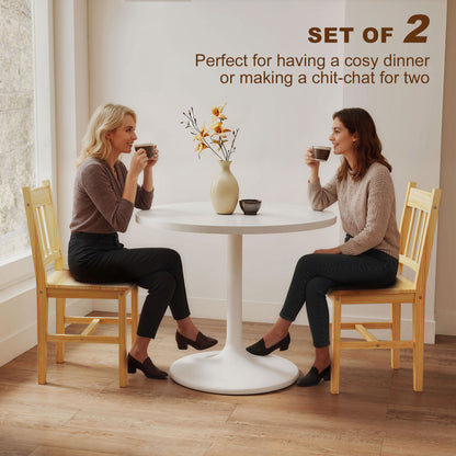 HOMCOM Dining Chairs Set of 2, Kitchen Chair with Slat Back, Pine Wood Structure for Living Room and Dining Room, Natural