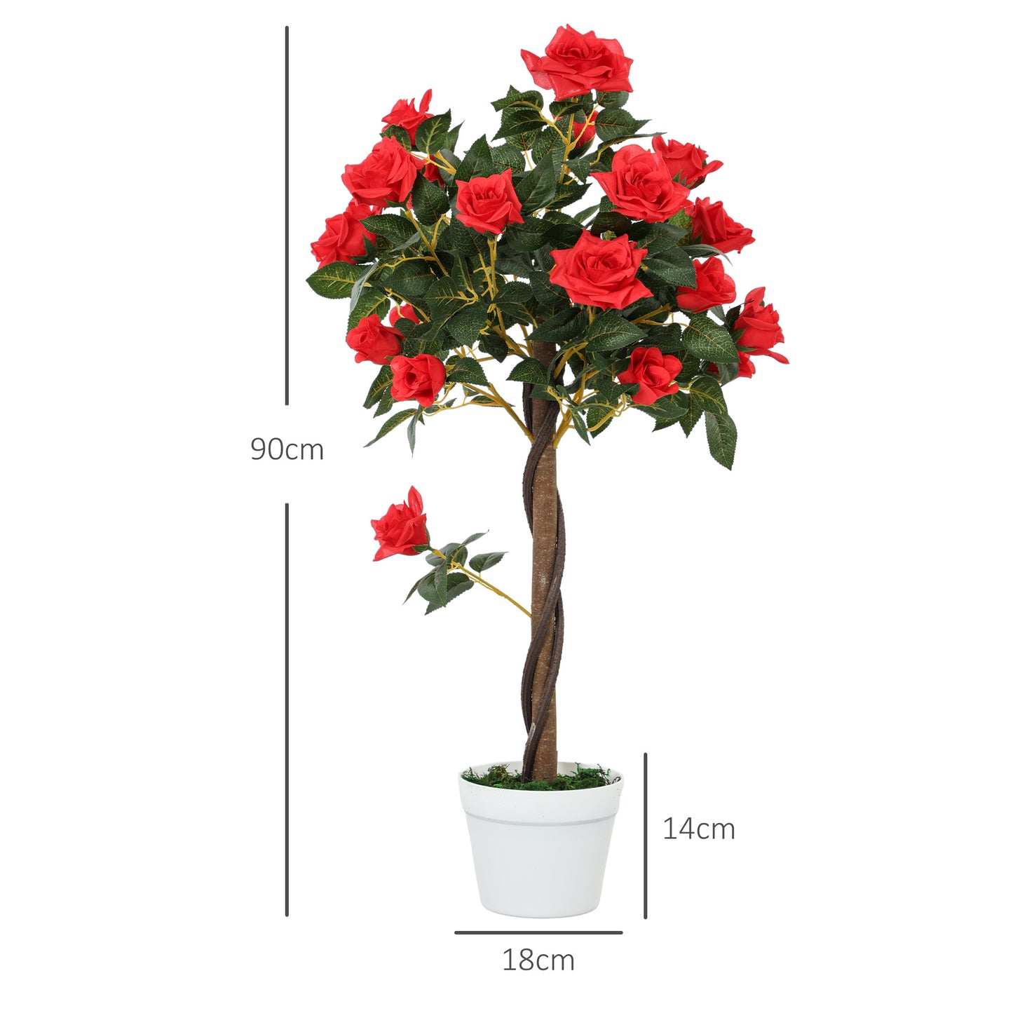 Outsunny Set of 2 Artificial Plants White Rose Floral in Pot, Fake Plants for Home Indoor Decor, 90cm, Red--ChewyGames-ChewyGames