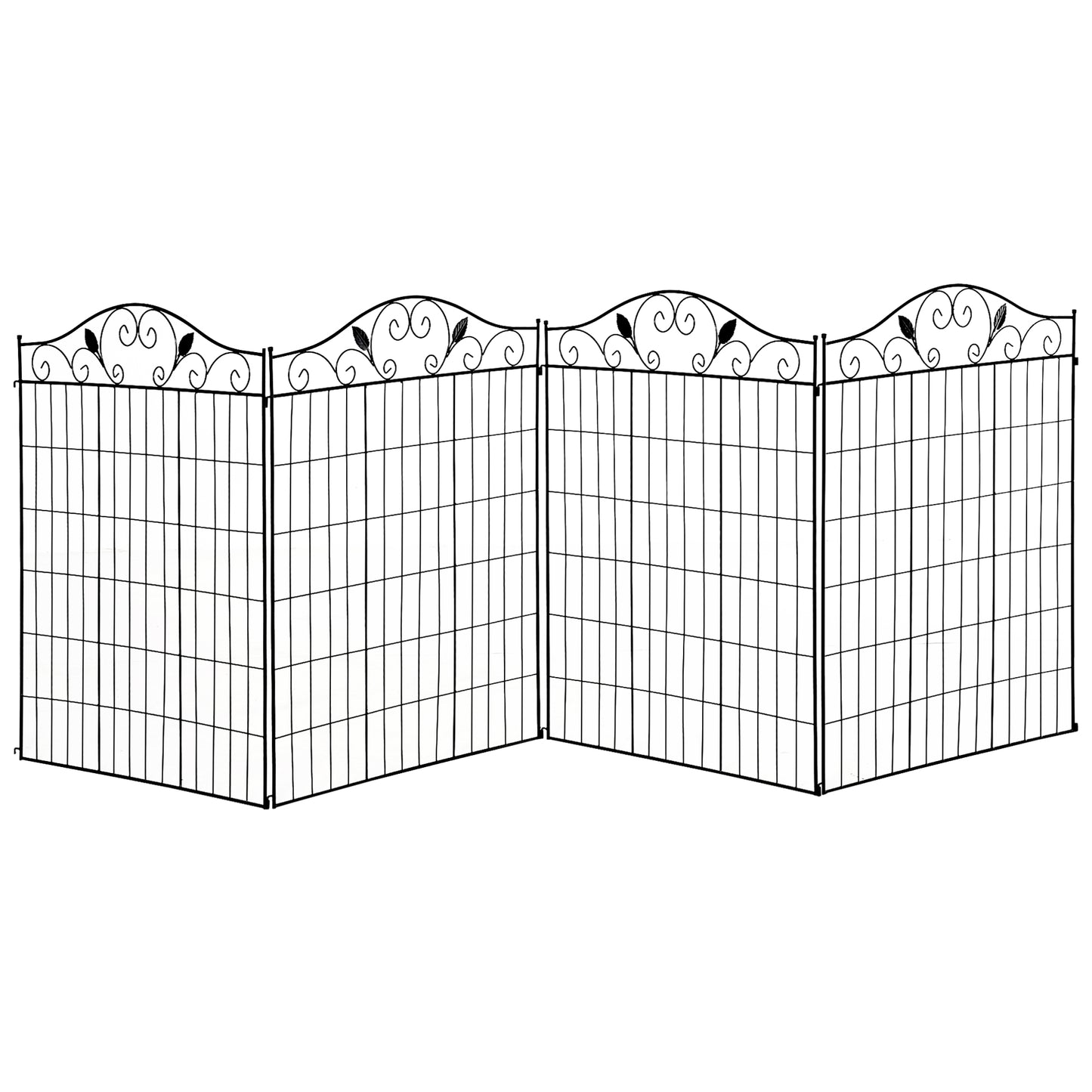Outsunny Garden Decorative Fence 4 Panels 44in x 12ft Metal Wire Landscape Border Edging--ChewyGames-ChewyGames