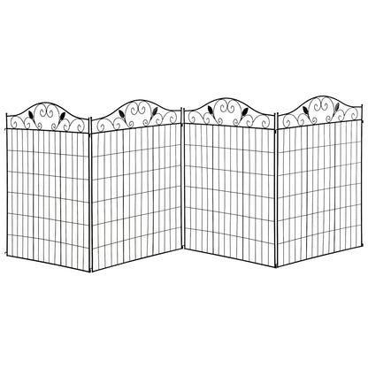 Outsunny Garden Decorative Fence 4 Panels 44in x 12ft Metal Wire Landscape Border Edging--ChewyGames-ChewyGames