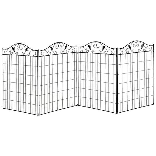 Outsunny Garden Decorative Fence 4 Panels 44in x 12ft Metal Wire Landscape Border Edging--ChewyGames-ChewyGames