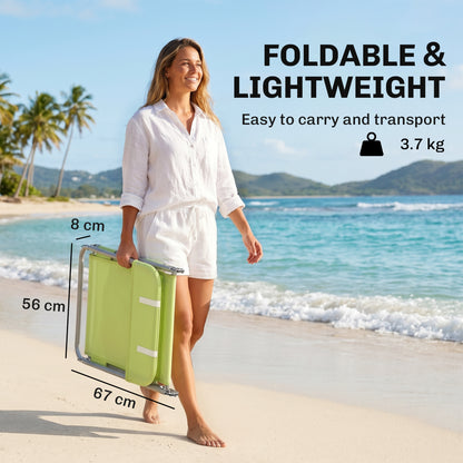 Outsunny Single Folding Sun Lounger - Green
