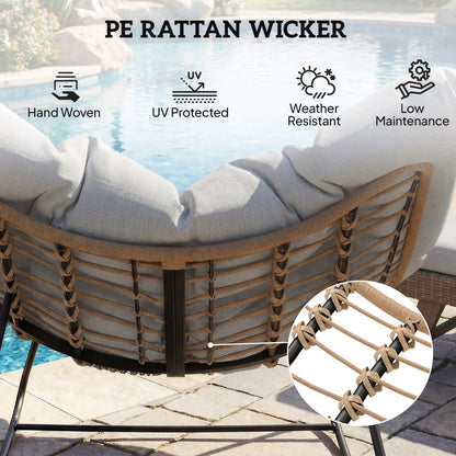 Outsunny Indoor Outdoor Rocking Chair, Oversized Rocking Egg Chair with Cushion for Living Room, Garden, Patio, Light Grey-Rocking Chairs-ChewyGames-ChewyGames