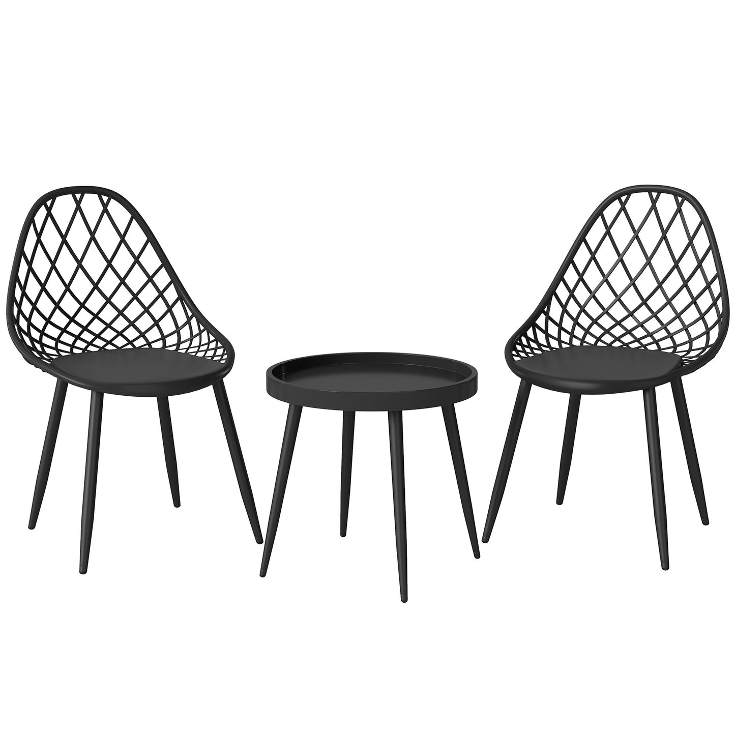 Outsunny 3-Piece Outdoor Bistro Set with 2 Chairs and Round Table for Garden, Balcony, Porch, Black--ChewyGames-ChewyGames