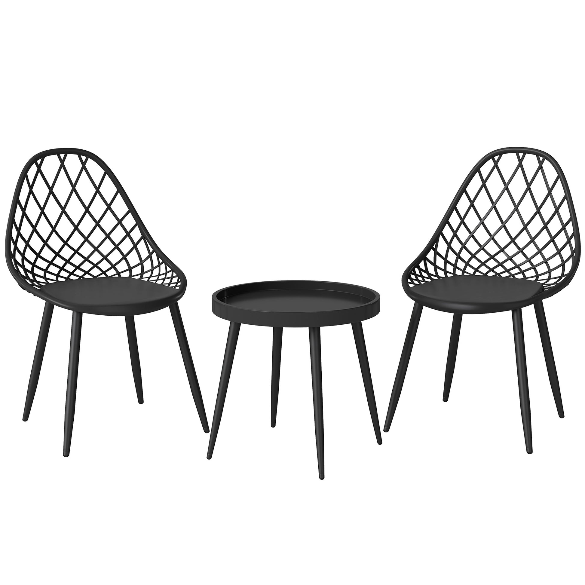 Outsunny 3-Piece Outdoor Bistro Set with 2 Chairs and Round Table for Garden, Balcony, Porch, Black--ChewyGames-ChewyGames