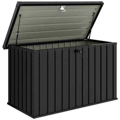 Outsunny 400L Galvanised Steel Garden Storage Box, Black