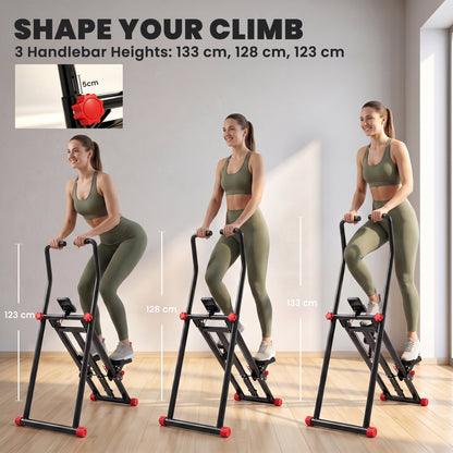 SPORTNOW Stair Stepper for Home Gym with 3 Resistances, Foldable Vertical Stair Climber with Adjustable Handlebar, LCD Monitor