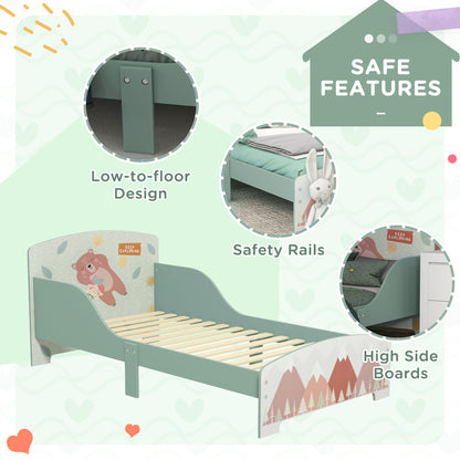 ZONEKIZ Toddler Bed Frame, Kids Bedroom Furniture for Ages 3-6 Years, Green-Toddler Beds-ChewyGames-ChewyGames