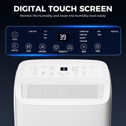 HOMCOM 30L/Day Dehumidifier with Auto-Clean Filter, Continuous Drainage, 4L Water Tank, 24H Timer, Digital Humidity Display, Dehumidifier for Home Damp, Bedroom, Condensation, Mould, Laundry Drying