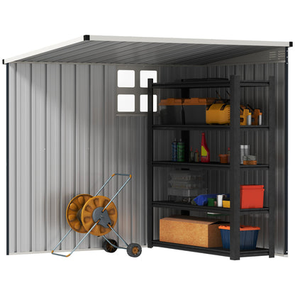Outsunny 4 x 6ft Garden Metal Shed, Outdoor Storage Shed with Window, 2 Vents and Lockable Door, Dark Grey