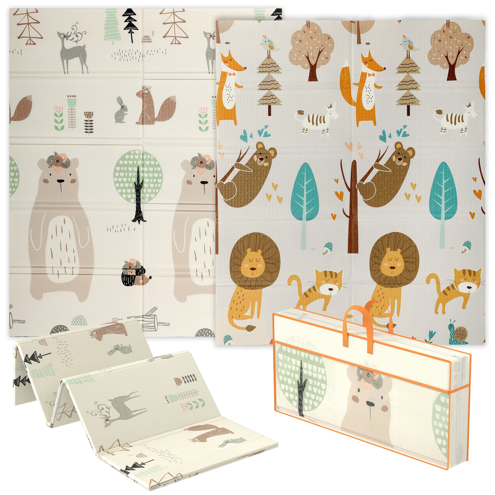 AIYAPLAY Animal-Themed Baby Plat Mat Double Sided, Foldable, Water-Resistant for Outdoor/Indoor, 177 x 146 x 1.5cm--ChewyGames-ChewyGames