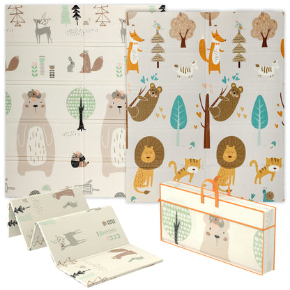 AIYAPLAY Animal-Themed Baby Plat Mat Double Sided, Foldable, Water-Resistant for Outdoor/Indoor, 177 x 146 x 1.5cm--ChewyGames-ChewyGames