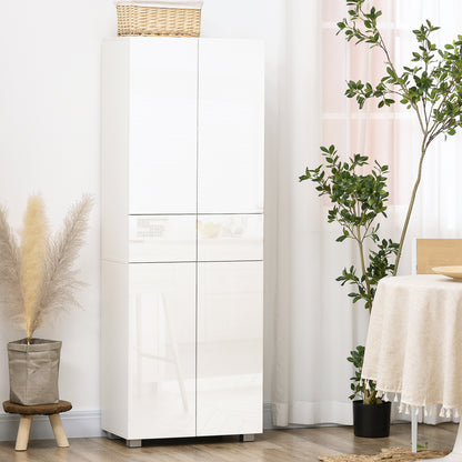 HOMCOM Storage Cabinet, Kitchen Cupboard with 3 Adjustable Shelves, 60L x 35W x 170H cm, White