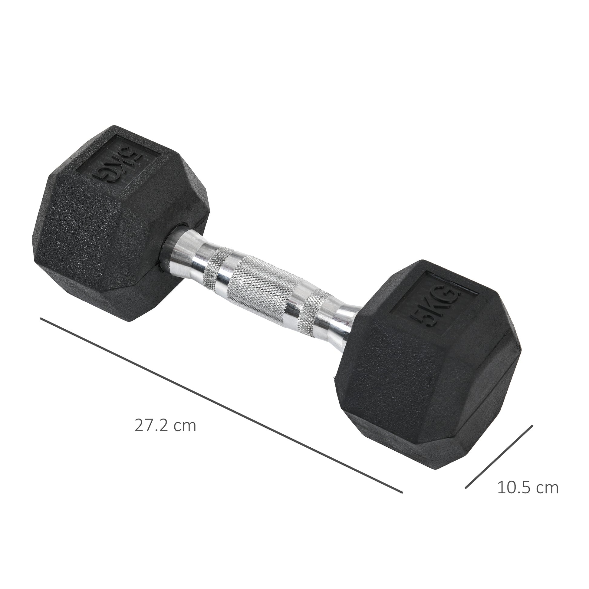 HOMCOM 2x5kg Rubber Dumbbell Sports Hex Weights Sets Gym Fitness Lifting Home-Dumbbells-ChewyGames-ChewyGames