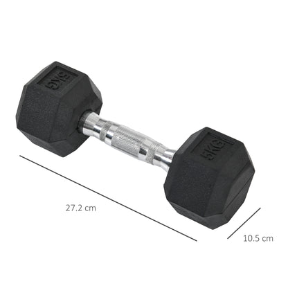 HOMCOM 2x5kg Rubber Dumbbell Sports Hex Weights Sets Gym Fitness Lifting Home-Dumbbells-ChewyGames-ChewyGames