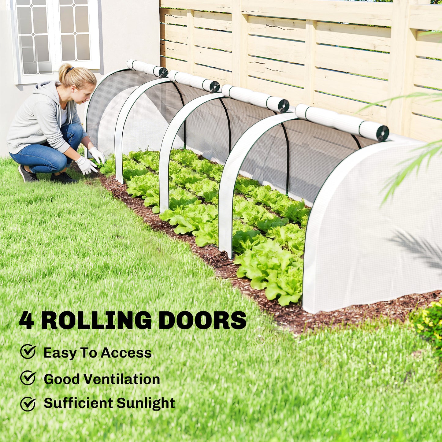 Outsunny 395  x 100 cm Low Tunnel Greenhouse - White
