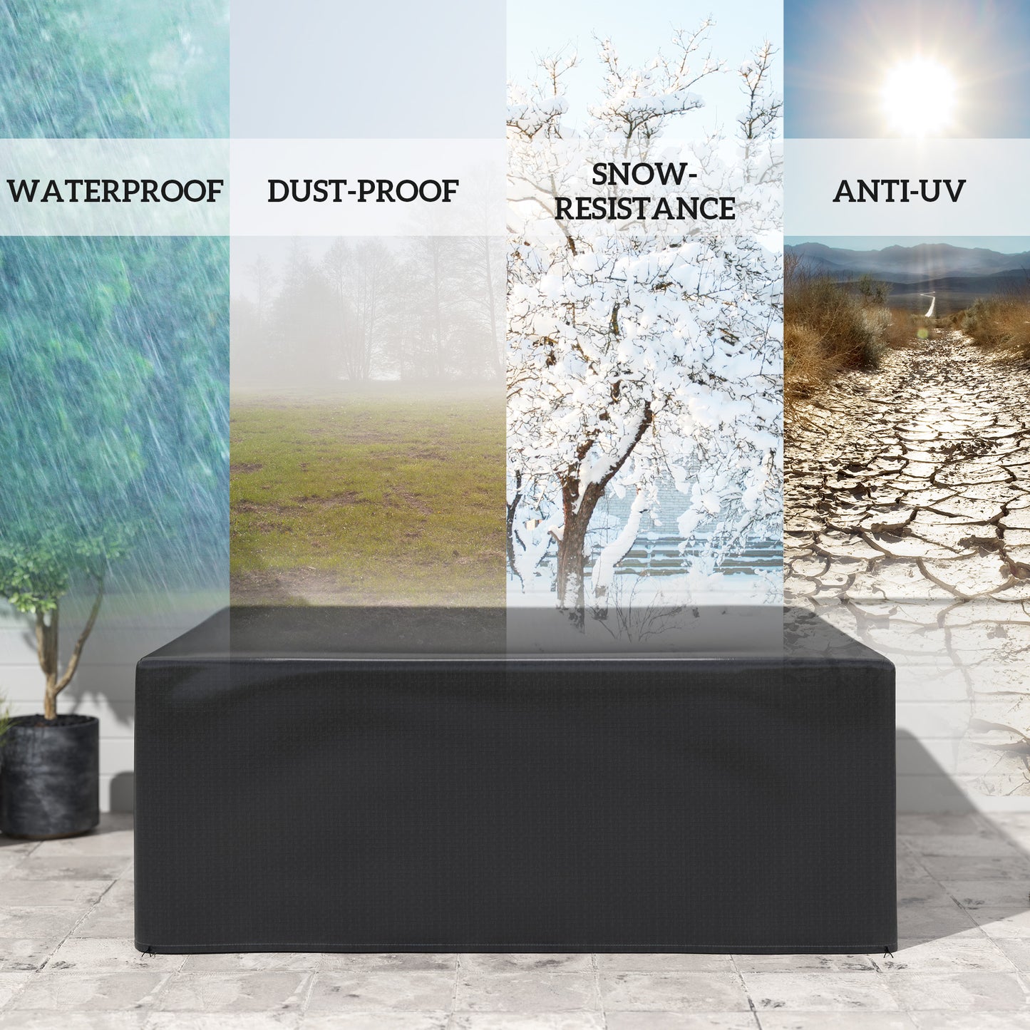 Outsunny Garden Furniture Cover, Waterproof Anti-UV Large Protective Patio Set Covers, 235 x 190 x 90cm, Black