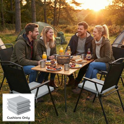 Outsunny Set of 6 Outdoor Seat Cushions with Machine Washable Cover, Water Repellent Seat Cushions Light Grey