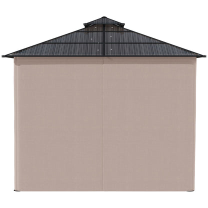 Outsunny 3 x 3 (m) Outdoor Polycarbonate Gazebo, Double Roof Hard Top Gazebo with Galvanised Steel Frame, Nettings & Curtains for Garden, Lawn, Patio and Deck, Khaki