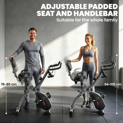 SPORTNOW 4-In-1 Folding Exercise Bike with Resistance Bands, Bluetooth App, 8-Level Magnetic Resistance, LCD Display, Black
