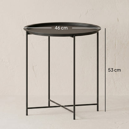 Outsunny Steel Removable Tray Top Garden Table - Black