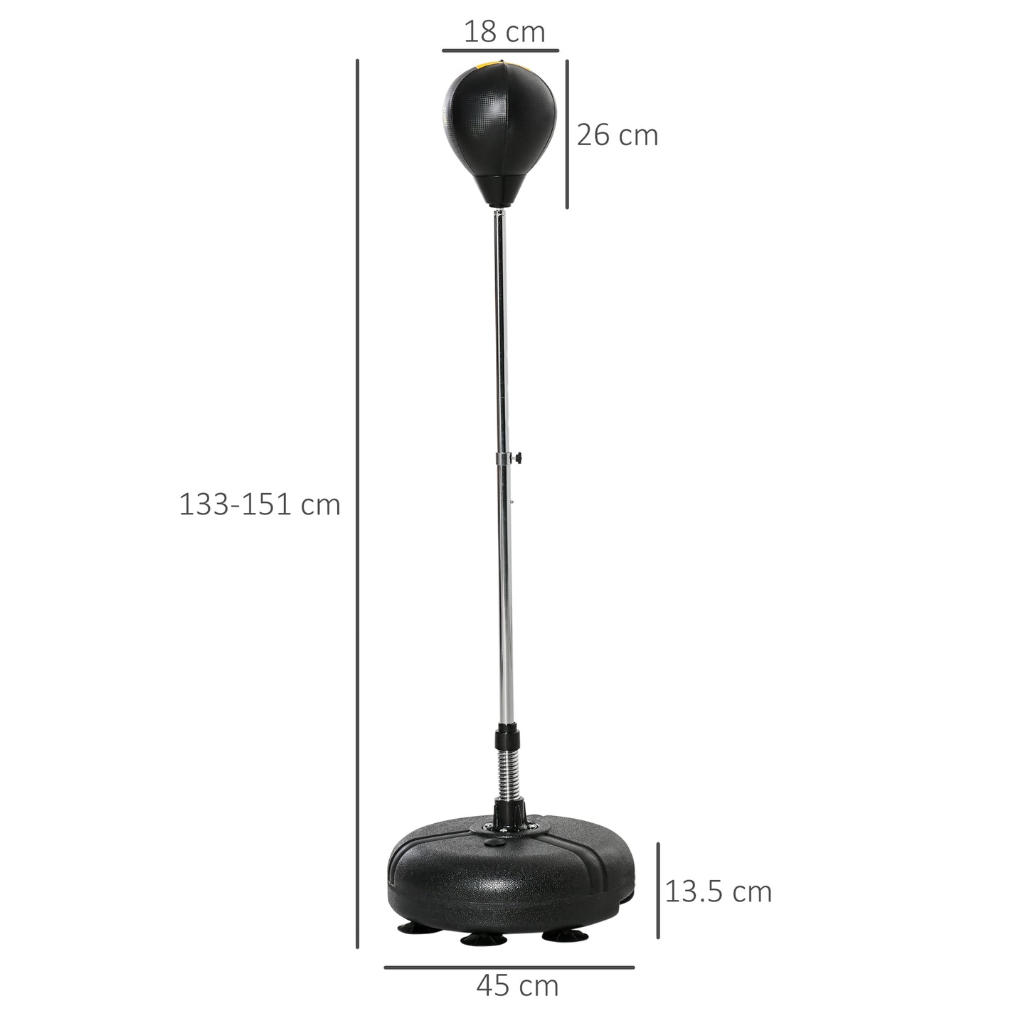 HOMCOM Punching Bag with Stand, 133-151cm Adjustable Height, for Teens, Gold Tone/Black
