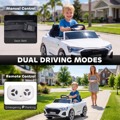 AIYAPLAY Audi Q8 etron Sportback Licensed Ride on Car with Remote Control, Four-Wheel Suspension, Soft Start for Ages 3-4, White