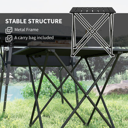 Outsunny Folding Camping Table, Lightweight Metal Picnic Table with Carry Bag, Foldable Table for Outdoor Camping, Picnic, Hiking, BBQ, Fishing, Black--ChewyGames-ChewyGames