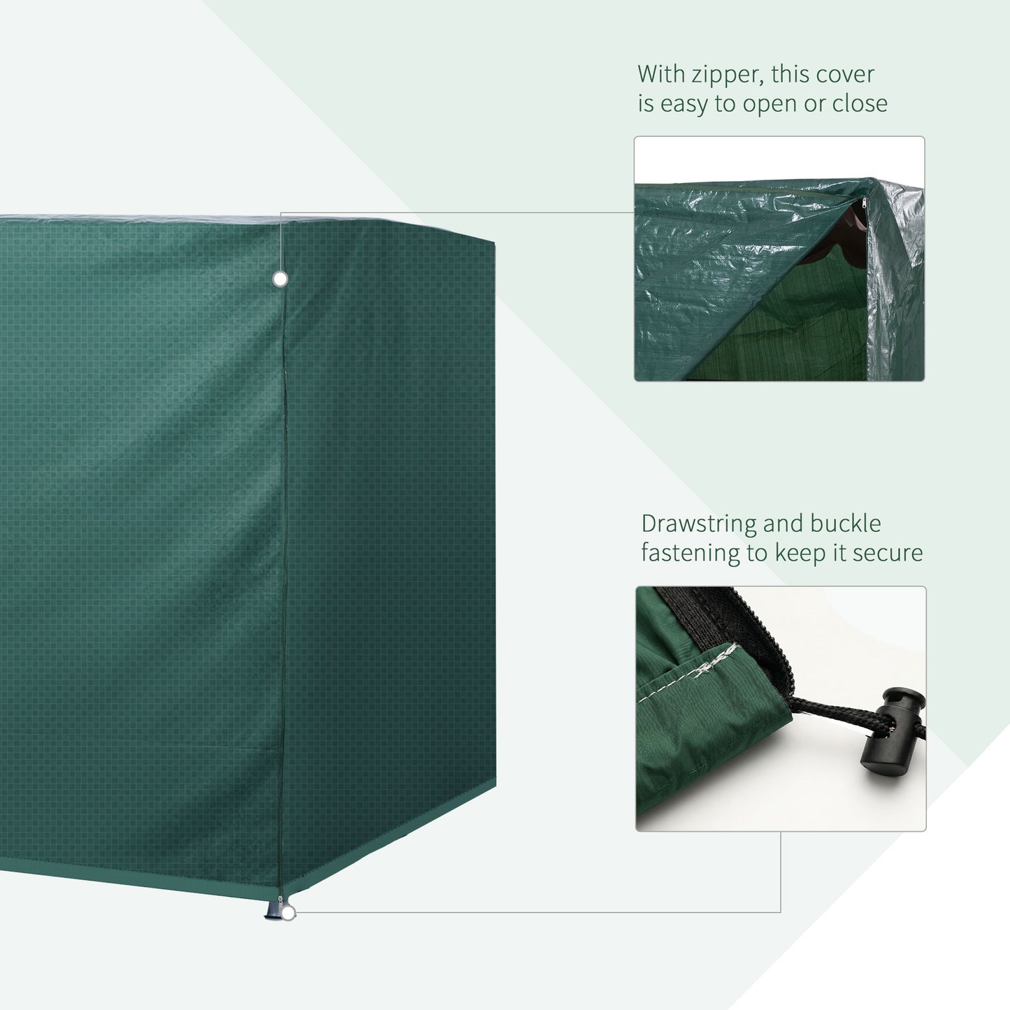 Outsunny Patio 3 Seater Swing Chair Bench Cover Outdoor Garden Furniture Rain Protection Cover Protector Waterproof Anti-UV, 215L x 155W x 150Hcm, Dark Green