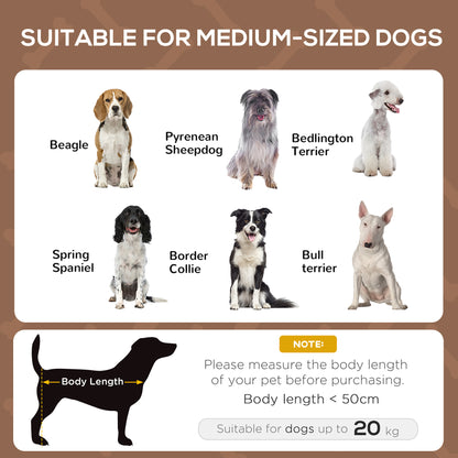 PawHut Outdoor Dog Bed with Removable Canopy, Portable Raised Dog Bed for Camping, Garden & Beach, Water-Resistant UV-Protection Mesh Pet Cot Sun Lounger, for Medium Pets, 76 x 61 x 73 cm, Brown