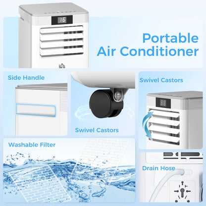 HOMCOM 7000 BTU Air Conditioning Unit, 3-in-1 Portable Air Conditioner, Dehumidifier, Cooling Fan with Remote Control, LED Display, 2 Speeds, 24H Timer, Window Venting Kit, 15m²