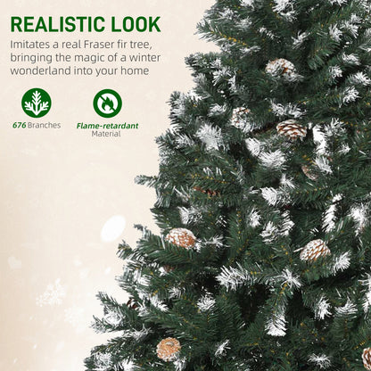 HOMCOM 5FT Artificial Christmas Tree with Pine Cones, Holiday Home Xmas Decoration Automatic Open, Green