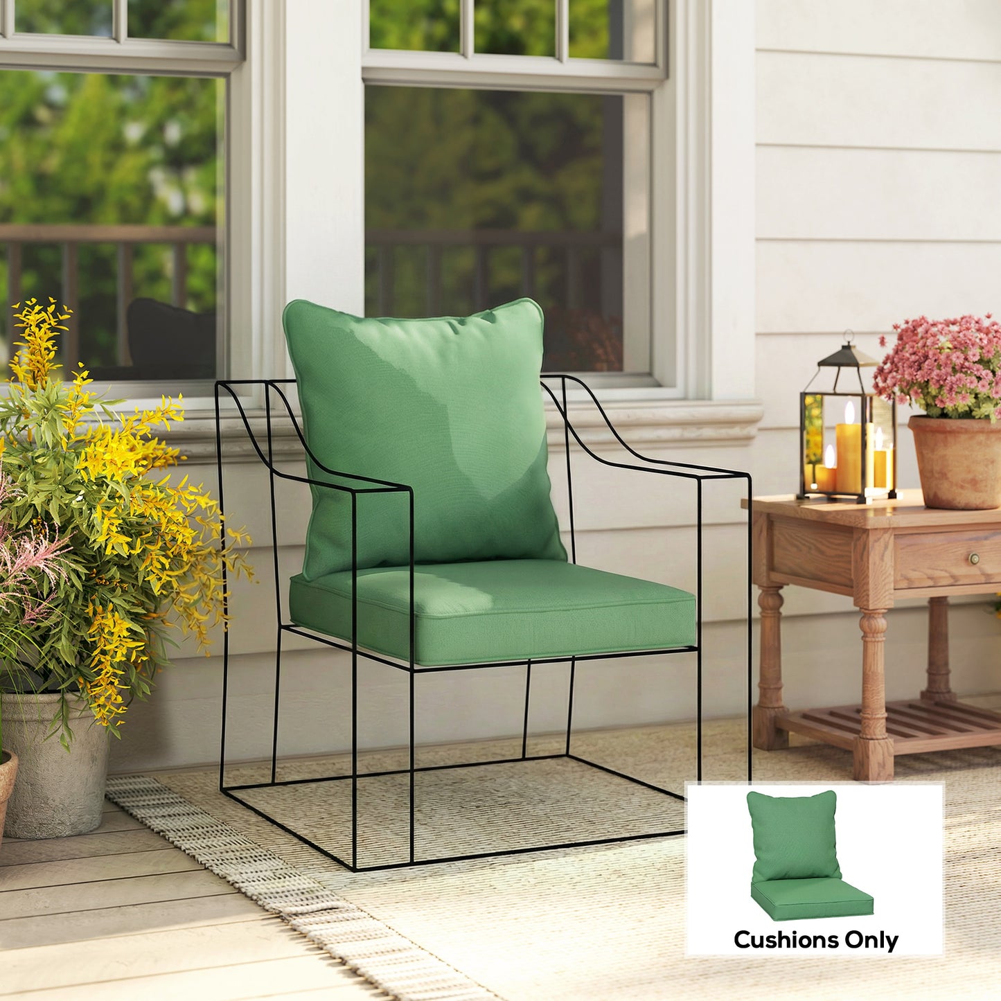 Outsunny Seat and Back Padded Cushion Set, CUSHION ONLY - Green