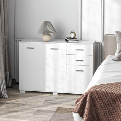 HOMCOM Sideboard, Modern Storage Cabinet with 2 Drawers, 3 Doors and Adjustable Shelves, Kitchen Cabinet, White
