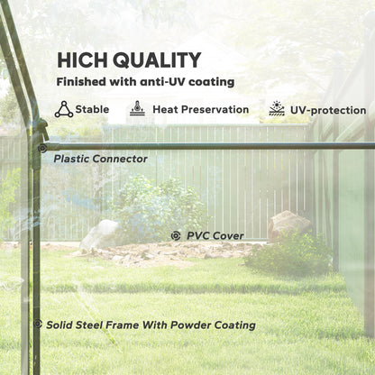 Outsunny Walk In Tomato Greenhouse Garden Outdoor Mini Greenhouse Flower Planter Steel Frame with Zipped Door & Window, PVC Cover, 180 x 100 x 168CM, Clear