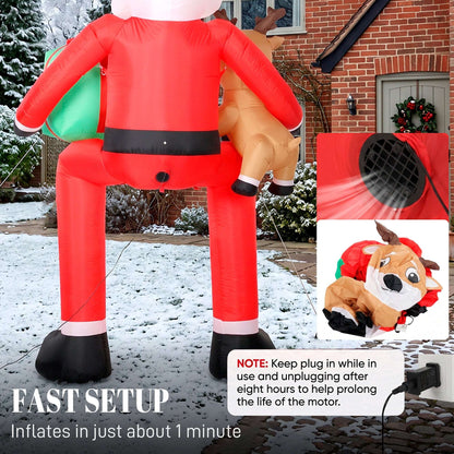 Outsunny 9.3ft Giant Christmas Inflatable Hanging Santa Claus Sitting w/ Reindeer, Gift Box