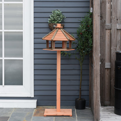 PawHut 130cm Wooden Bird Table, Feeding Station with Roof for Outdoor, Brown