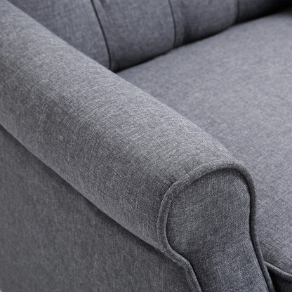 HOMCOM Recliner Armchair, Vintage Reclining Chair with Nail Head Trim, Wingback Chair with Button Tufted Back and Footrest, for Living Room, Grey