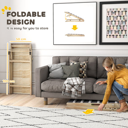 PawHut Adjustable Folding Dog Ramp for Couch Pet Ladder 4 Heights 35–50cm