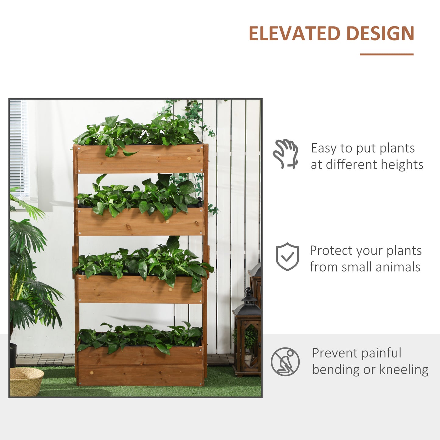 Outsunny Four-Tier Basket Wooden Plant Stand - Orange--ChewyGames-ChewyGames
